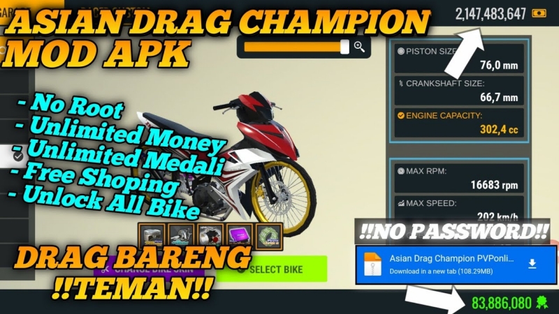 Tải Hack Asian Drag Champion (Vô Hạn Tiền, Tốc Độ, No Ads) v1.0.7 APK 2 hack asian drag champion