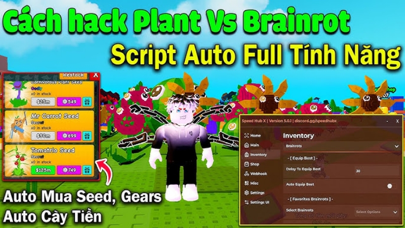 Tải Hack Plants Vs Brainrots APK + Script (Auto Farm, Fast Attack, Plant) 4 Hack Plants Vs Brainrots