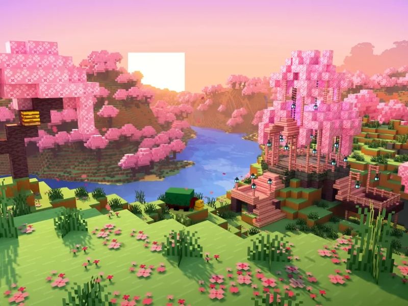 Tải Minecraft 1.20.0 APK Tiếng Việt Miễn Phí Cho Android 3 Khám Phá Rừng Anh Đào Xinh Đẹp Trong Minecraft 1.20.0 APK