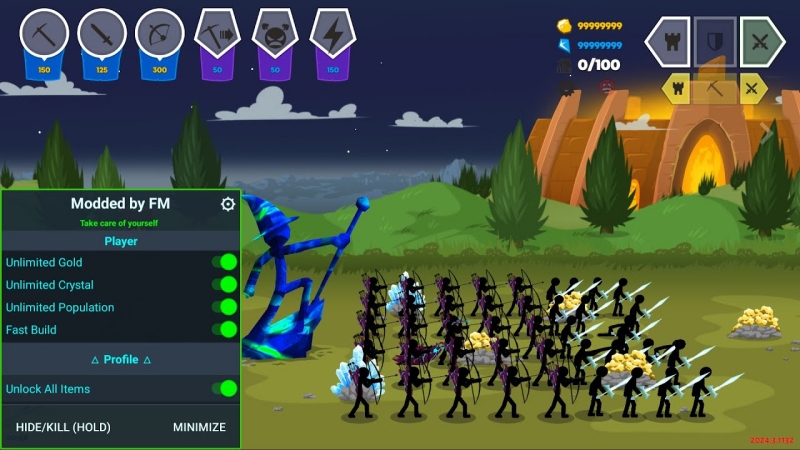 Tải Stick War Saga MOD APK (99999999 Kim Cương, Vàng, Speed, Triệu hồi) v2025.5.2288 2 stick war saga hack
