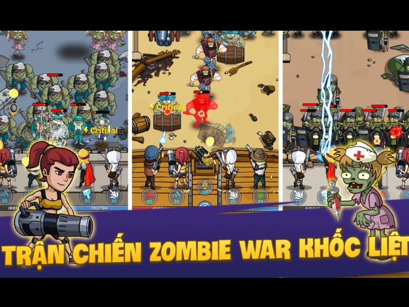 Tải Zombie War Hack (Vô Hạn Tiền, Kim Cương) v350 2 Game Hành Động Thủ Thành Trước Quân Đoàn Zombie
