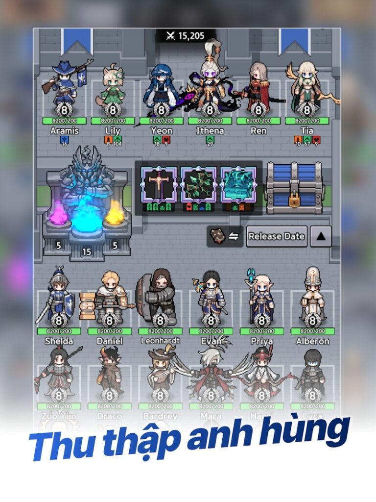 Tải King God Castle Mod APK (Vô Hạn Tiền, Kim Cương) v163.1.00 2 Nâng Cấp Anh Hùng, Vũ Khí trong King God Castle