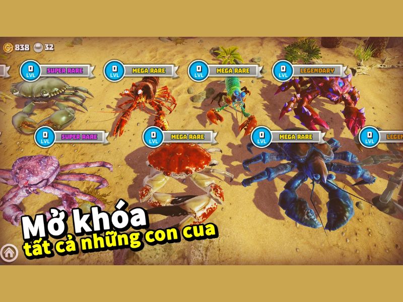Tải Hack King of Crabs (Vô Hạn Tiền, Mở Khóa Full Cua) v1.21.0 2 Vô vàn loại cua để bạn hóa thân trong King of Crabs