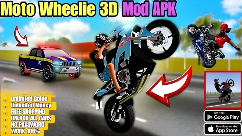 Tải Moto Wheelie 3D MOD APK (Vô Hạn Tiền, Xe Độ) v0.97 4 Tính Năng Mở Rộng Chỉ Có Tại Moto Wheelie 3D MOD APK
