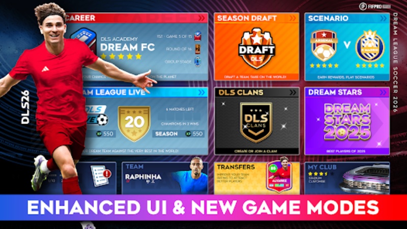 Tải Dream League Soccer 2026 MOD APK (Menu, Vô Hạn Tiền, Dumb AI) v13.110 1 dream-league-soccer-2026-mod-apk-02
