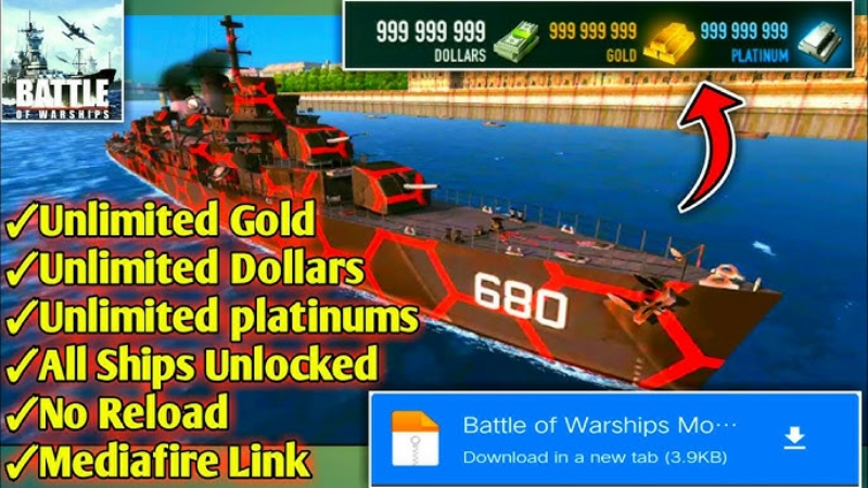 Tải Battle of Warships MOD APK (Vô Hạn Tiền, Full Tàu) v1.73.11 2 battle of warships mod apk
