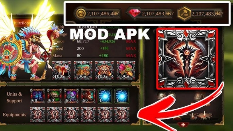 Tải Epic Heroes War MOD APK (Full Tướng, Vô Hạn Tiền, Pha Lê) v1.34.385.1087blv6ts 2 Tính Năng Nổi Bật Của Epic Heroes War MOD APK
