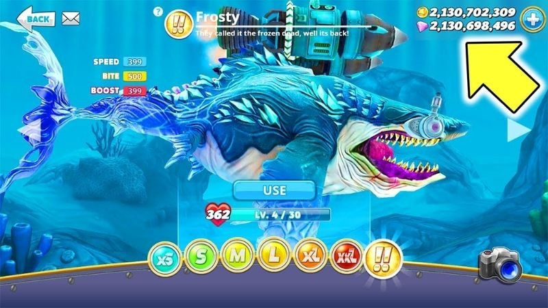 Tính năng có trong Hack Hungry Shark Evolution v12.9.2