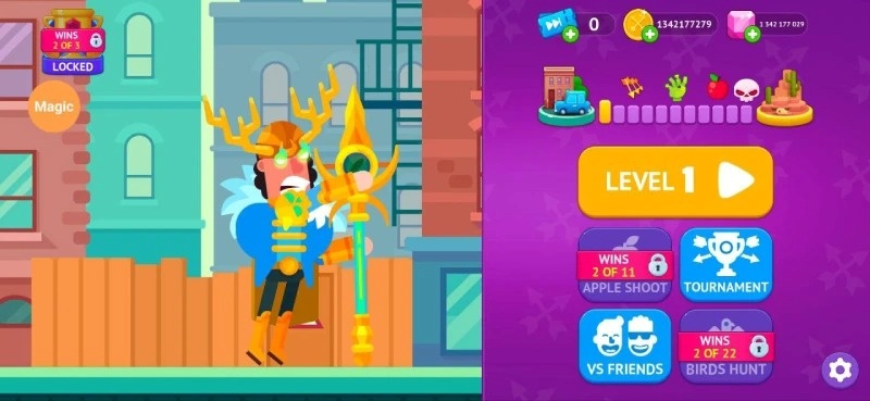 Tải Bowmasters MOD APK (Full Tiền, Kim Cương, Nhân Vật, Menu) v10.0.1 2 Bowmasters hack