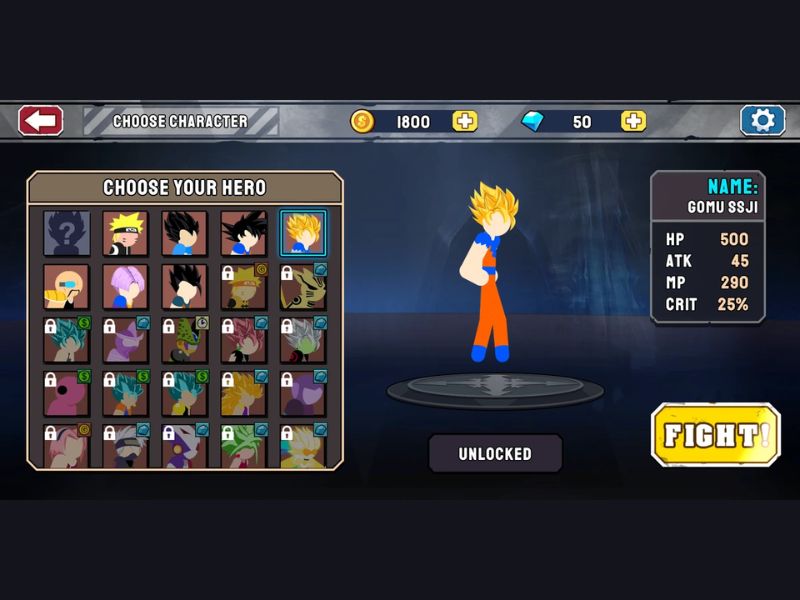 Tải Hack Stickman Warriors (Full Tiền, Kim Cương, Nhân Vật) v2.0.0 3 Các nhân vật và kỹ năng