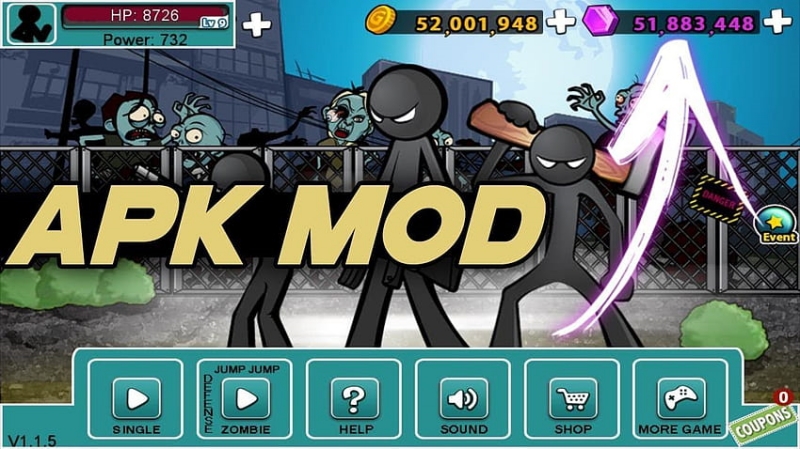 Tải Anger of Stick 5 MOD APK (Vô Hạn Vàng, Kim Cương, No Ads) v1.1.89 2 hack anger of stick 5