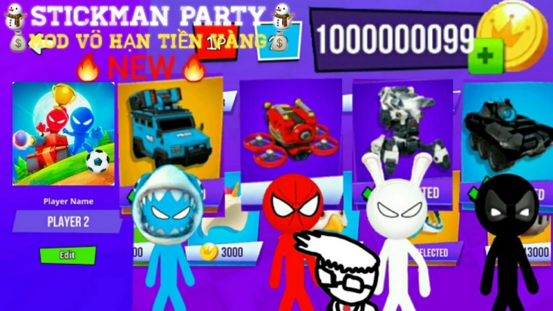 Tải Stickman Party MOD APK (Vô Hạn Tiền) v2.4.9.1 Miễn Phí 2 stickman party hack