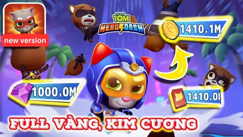 Tải Talking Tom Hero Dash MOD APK (Vô Hạn Tiền, Kim Cương) v25.4.1.9968 2 hack talking tom hero dash